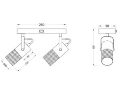 MeineWunschleuchte 2-flammiger LED Wandstrahler Mit Schalter, Drahtgeflecht Und Holz Weiß, B: 26cm -Globo Store 2 flammiger led wandstrahler mit schalter drahtgef 1