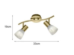 Trio Leuchten 2er SET 2-flammige Deckenstrahler Messing, Glasschirme Schwenkbar Breite 33cm -Globo Store 2er set 2 flammige deckenstrahler messing glasschi 2