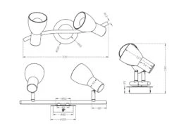 Trio Leuchten 2er SET 2-flammige Deckenstrahler Messing, Glasschirme Schwenkbar Breite 33cm -Globo Store 2er set 2 flammige deckenstrahler messing glasschi 3