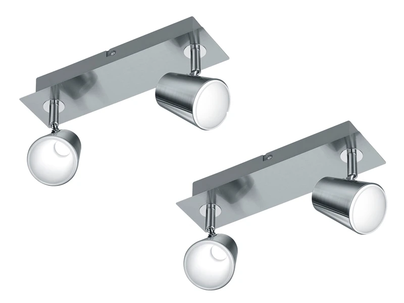 MeineWunschleuchte 2er SET 2-flammige Wandstrahler Mit Schalter, Metall Silber, Breite 28cm 2 MeineWunschleuchte 2er SET 2-flammige Wandstrahler Mit Schalter, Metall Silber, Breite 28cm – Bild 2