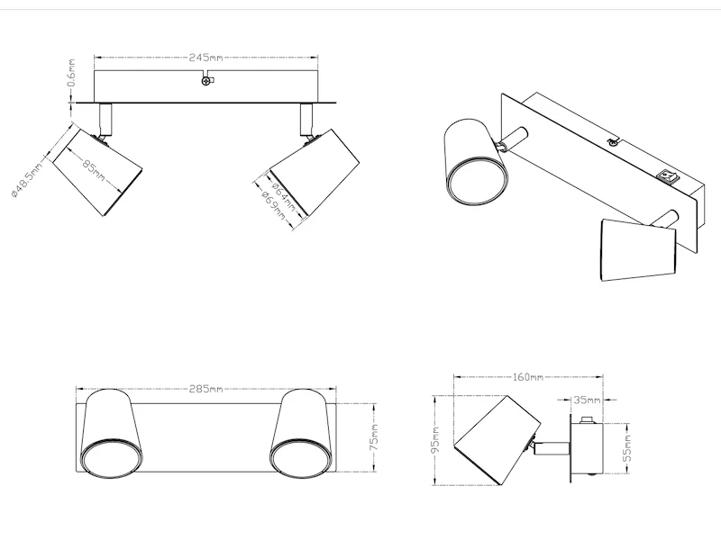 MeineWunschleuchte 2er SET 2-flammige Wandstrahler Mit Schalter, Metall Silber, Breite 28cm 5 MeineWunschleuchte 2er SET 2-flammige Wandstrahler Mit Schalter, Metall Silber, Breite 28cm – Bild 5