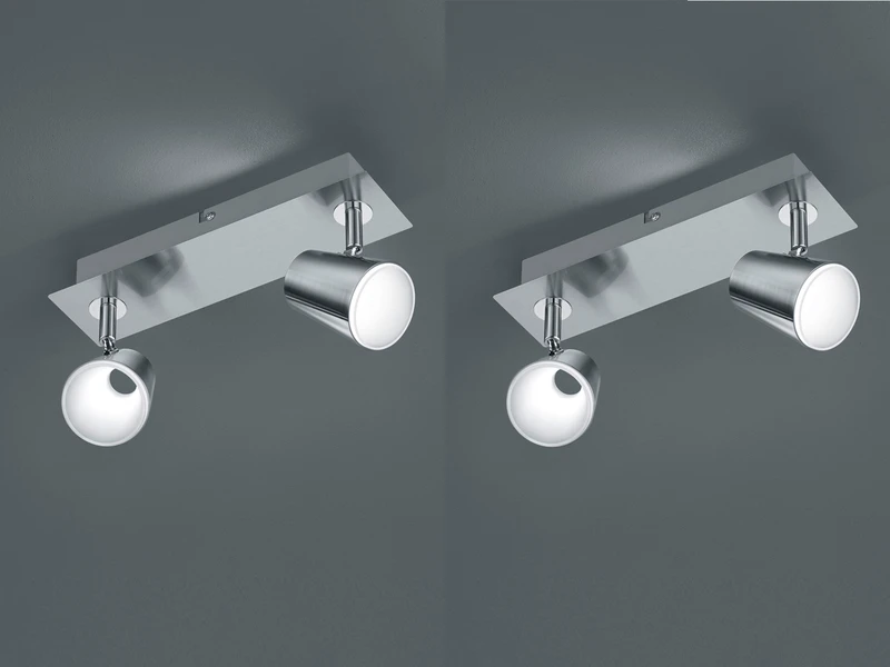 MeineWunschleuchte 2er SET 2-flammige Wandstrahler Mit Schalter, Metall Silber, Breite 28cm 1 MeineWunschleuchte 2er SET 2-flammige Wandstrahler Mit Schalter, Metall Silber, Breite 28cm