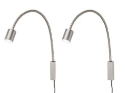 MeineWunschleuchte 2er SET 2in1 Wandlampen & Bettlampen Silber, Schwanenhals Leselampen -Globo Store 2er set 2in1 wandlampen bettlampen silber schwanen 1