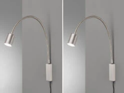MeineWunschleuchte 2er SET 2in1 Wandlampen & Bettlampen Silber, Schwanenhals Leselampen -Globo Store 2er set 2in1 wandlampen bettlampen silber schwanen 2