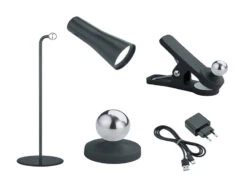MeineWunschleuchte 2er SET 3 In 1 LED Akku Tischleuchten Mit Klemm- & Klebestation, Schwarz H: 36cm -Globo Store 2er set 3 in 1 led akku tischleuchten mit klemm kl 4