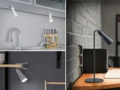 MeineWunschleuchte 2er SET 3 In 1 LED Akku Tischleuchten Mit Klemm- & Klebestation, Schwarz H: 36cm -Globo Store 2er set 3 in 1 led akku tischleuchten mit klemm kl 6