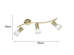 Trio Leuchten 2er Set LED Deckenstrahler 3-flammig Messing Glasschirme Schwenkbar, Breite 55cm -Globo Store 2er set led deckenstrahler 3 flammig messing glass 3