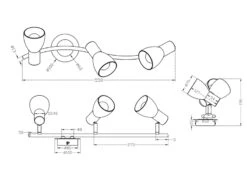 Trio Leuchten 2er Set LED Deckenstrahler 3-flammig Messing Glasschirme Schwenkbar, Breite 55cm -Globo Store 2er set led deckenstrahler 3 flammig messing glass 4