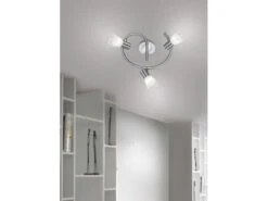 Trio Leuchten 2er Set LED Deckenstrahler 3-flammig Silber Glasschirme Schwenkbar Ø 30cm -Globo Store 2er set led deckenstrahler 3 flammig silber glassc 2