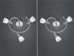 Trio Leuchten 2er Set LED Deckenstrahler 3-flammig Silber Glasschirme Schwenkbar Ø 30cm