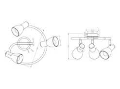 Trio Leuchten 2er Set LED Deckenstrahler 3-flammig Silber Glasschirme Schwenkbar Ø 30cm -Globo Store 2er set led deckenstrahler 3 flammig silber glassc 4