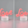 MeineWunschleuchte 2er SET LED Dekoleuchte Mit Schriftzug Love Batterie- Oder USB Betrieben H: 14cm