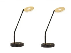MeineWunschleuchte 2er SET LED Schreibtischlampen Schwarz / Gold Mit Dimmer - 60cm Groß -Globo Store 2er set led schreibtischlampen schwarz gold mit di 1