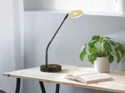 MeineWunschleuchte 2er SET LED Schreibtischlampen Schwarz / Gold Mit Dimmer - 60cm Groß -Globo Store 2er set led schreibtischlampen schwarz gold mit di 4