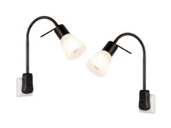 MeineWunschleuchte 2er Set LED Steckerspots Mit Schalter Und Flexarm, Schwarz Höhe 40cm -Globo Store 2er set led steckerspots mit schalter und flexarm 1 1