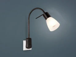 MeineWunschleuchte 2er Set LED Steckerspots Mit Schalter Und Flexarm, Schwarz Höhe 40cm -Globo Store 2er set led steckerspots mit schalter und flexarm 1 2