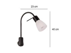 MeineWunschleuchte 2er Set LED Steckerspots Mit Schalter Und Flexarm, Schwarz Höhe 40cm -Globo Store 2er set led steckerspots mit schalter und flexarm 1 3