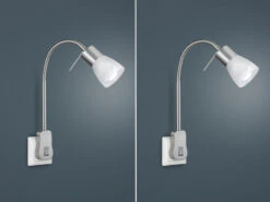 Trio Leuchten 2er Set LED Steckerspots Mit Schalter Und Flexarm, Silber Höhe 40cm -Globo Store 2er set led steckerspots mit schalter und flexarm 1 8