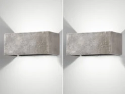 MeineWunschleuchte 2er SET LED Wandlampen Silber Antik, Rechteckig Up And Down, 23cm Breit -Globo Store 2er set led wandlampen silber antik rechteckig up 1 2