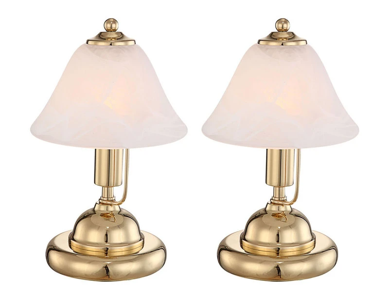 Globo 2er Set Tischleuchten ANTIQUE Messing Mit Glasschirm Alabaster, Touch Ein/Aus 1 Globo 2er Set Tischleuchten ANTIQUE Messing Mit Glasschirm Alabaster, Touch Ein/Aus