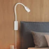 Fischer & Honsel 2in1 LED Wandleuchte & Bettleuchte STEN Weiß Dimmbar, Schwanenhals Leseleuchte