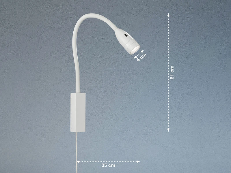 Fischer & Honsel 2in1 LED Wandleuchte & Bettleuchte STEN Weiß Dimmbar, Schwanenhals Leseleuchte 4 Fischer & Honsel 2in1 LED Wandleuchte & Bettleuchte STEN Weiß Dimmbar, Schwanenhals Leseleuchte – Bild 4