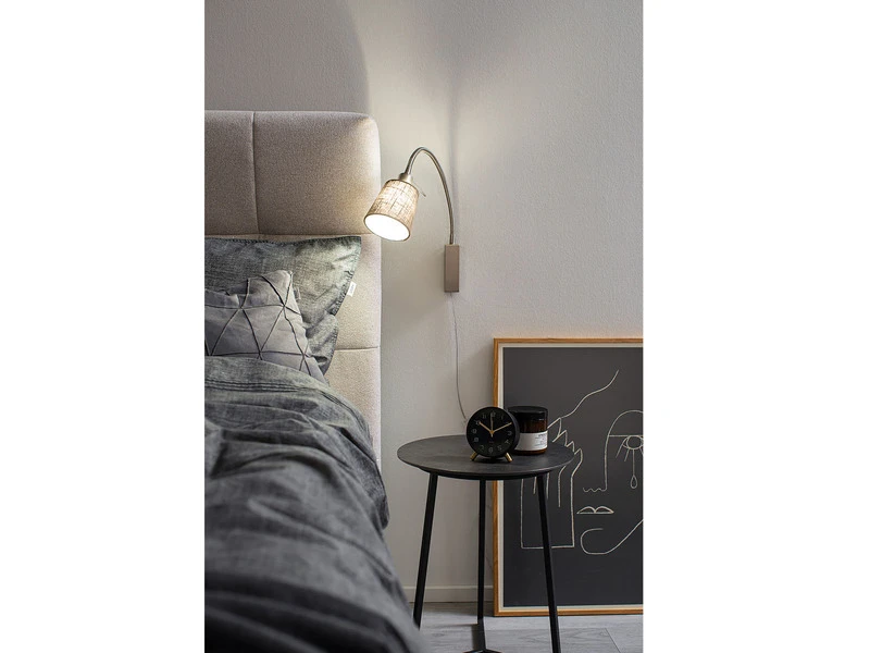 MeineWunschleuchte 2in1 Wandleuchte & Bettleuchte Mit LED - Schwanenhalslampe Leinen Beige 6 MeineWunschleuchte 2in1 Wandleuchte & Bettleuchte Mit LED - Schwanenhalslampe Leinen Beige – Bild 6