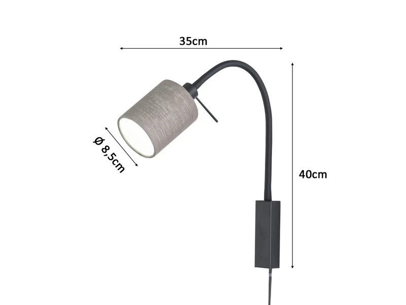 MeineWunschleuchte 2in1 Wandleuchte & Bettleuchte Mit LED - Schwanenhalslampe Leinen Grau 4 MeineWunschleuchte 2in1 Wandleuchte & Bettleuchte Mit LED - Schwanenhalslampe Leinen Grau – Bild 4