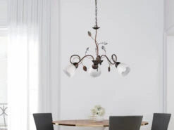 MeineWunschleuchte 3 Flammiger Antik Look Rost Kronleuchter Mit LED & Florentiner Design, Ø 70cm