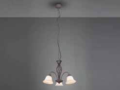 Trio Leuchten 3-flammiger Kronleuchter RUSTICA Landhausstil In Rostoptik Mit Glasschirmen -Globo Store 3 flammiger kronleuchter rustica landhausstil in r 2