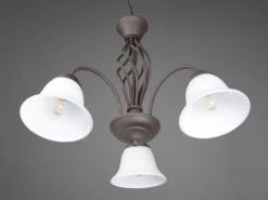 Trio Leuchten 3-flammiger Kronleuchter RUSTICA Landhausstil In Rostoptik Mit Glasschirmen -Globo Store 3 flammiger kronleuchter rustica landhausstil in r 4