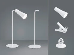 Reality Leuchten 3 In 1 LED Akku Tischleuchte MAXI Mit Klemm- & Klebestation, Weiß H: 36cm