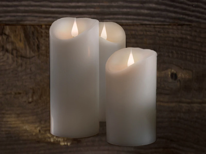 Konstsmide 3er Set LED Echtwachskerzen Mit 3D Flamme & Timer, Ø 7,5cm, Batteriebetrieb 1 Konstsmide 3er Set LED Echtwachskerzen Mit 3D Flamme & Timer, Ø 7,5cm, Batteriebetrieb