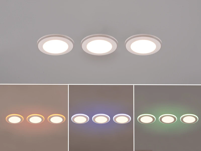 Trio Leuchten 3er Set LED Einbaustrahler ARGUS Fernbedienung Farbwechsel Dimmbar Weiß 1 Trio Leuchten 3er Set LED Einbaustrahler ARGUS Fernbedienung Farbwechsel Dimmbar Weiß