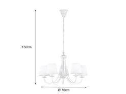 Trio Leuchten 5 Flammiger Kronleuchter CORTEZ Mit Stoffschirmen In Weiß Matt, Ø 70cm 12 Trio Leuchten 5 Flammiger Kronleuchter CORTEZ Mit Stoffschirmen In Weiß Matt, Ø 70cm -Globo Store 5 flammiger kronleuchter cortez mit stoffschirmen 1 3