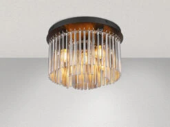 MeineWunschleuchte Ausgefallene LED Deckenleuchte Mit Rauchglas Stäben, Ø 32cm -Globo Store ausgefallene led deckenleuchte mit rauchglas staeb 2