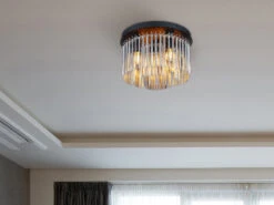 MeineWunschleuchte Ausgefallene LED Deckenleuchte Mit Rauchglas Stäben, Ø 32cm