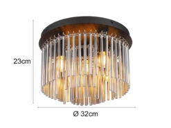MeineWunschleuchte Ausgefallene LED Deckenleuchte Mit Rauchglas Stäben, Ø 32cm -Globo Store ausgefallene led deckenleuchte mit rauchglas staeb 3