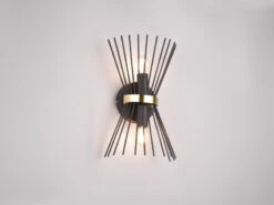 MeineWunschleuchte Ausgefallene LED Wandleuchte Up And Down Schwarz-Gold, Höhe 31cm
