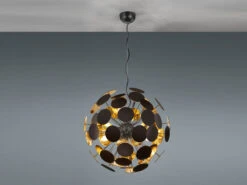 Trio Leuchten Ausgefallene Pendelleuchte DISCALGO Lampenschirm Schwarz-Gold Ø 54cm 12 Trio Leuchten Ausgefallene Pendelleuchte DISCALGO Lampenschirm Schwarz-Gold Ø 54cm -Globo Store ausgefallene pendelleuchte discalgo lampenschirm s 2