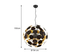 Trio Leuchten Ausgefallene Pendelleuchte DISCALGO Lampenschirm Schwarz-Gold Ø 54cm 13 Trio Leuchten Ausgefallene Pendelleuchte DISCALGO Lampenschirm Schwarz-Gold Ø 54cm -Globo Store ausgefallene pendelleuchte discalgo lampenschirm s 3