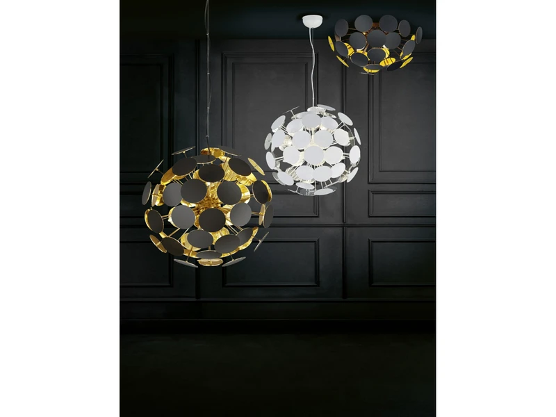 Trio Leuchten Ausgefallene Pendelleuchte DISCALGO Lampenschirm Schwarz-Gold Ø 54cm 9 Trio Leuchten Ausgefallene Pendelleuchte DISCALGO Lampenschirm Schwarz-Gold Ø 54cm – Bild 9
