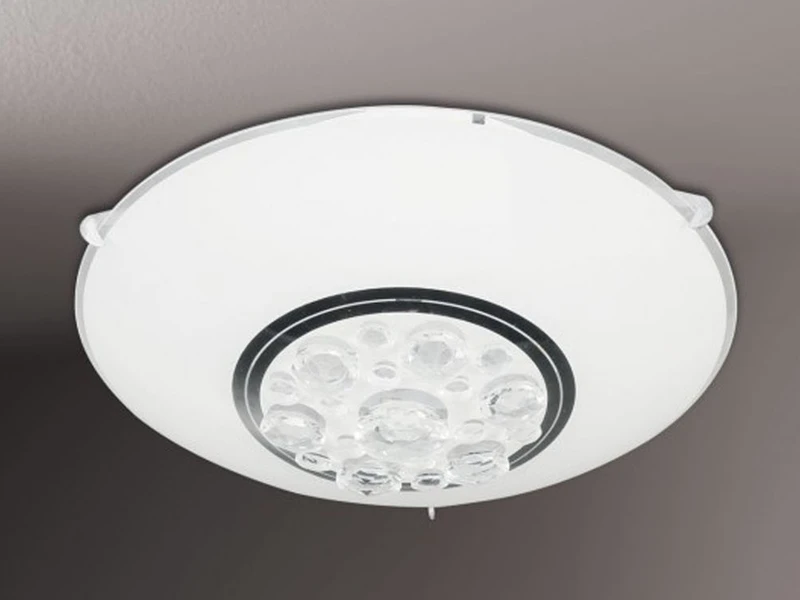 Wofi Außergewöhnliche LED Deckenleuchte NOA, Ø 25cm, Glas Weiß Mit Kristallglas 1 Wofi Außergewöhnliche LED Deckenleuchte NOA, Ø 25cm, Glas Weiß Mit Kristallglas