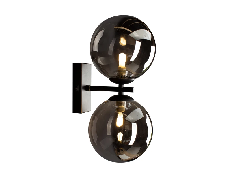 MeineWunschleuchte Außergewöhnliche LED Wandlampe Schwarz - Glaskugeln Rauchglas Ø10cm 2 MeineWunschleuchte Außergewöhnliche LED Wandlampe Schwarz - Glaskugeln Rauchglas Ø10cm – Bild 2