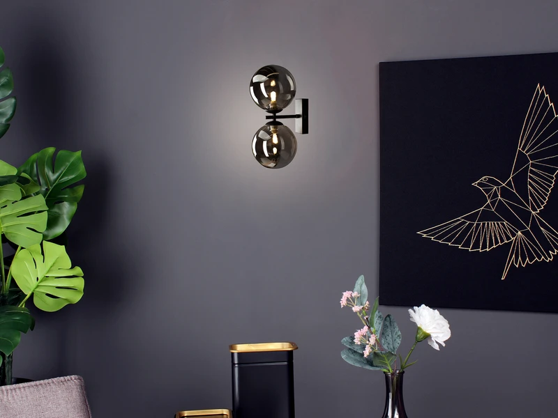 MeineWunschleuchte Außergewöhnliche LED Wandlampe Schwarz - Glaskugeln Rauchglas Ø10cm 3 MeineWunschleuchte Außergewöhnliche LED Wandlampe Schwarz - Glaskugeln Rauchglas Ø10cm – Bild 3