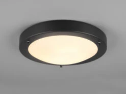 Trio Leuchten Bad Deckenleuchte CONDUS In Schwarz Mit Glas Weiß Ø 31,5cm, IP44 - Badlampen -Globo Store bad deckenleuchte condus in schwarz mit glas weiss 2