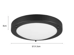 Trio Leuchten Bad Deckenleuchte CONDUS In Schwarz Mit Glas Weiß Ø 31,5cm, IP44 - Badlampen -Globo Store bad deckenleuchte condus in schwarz mit glas weiss 3