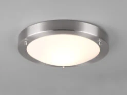 Trio Leuchten Bad Deckenleuchte CONDUS In Silber Mit Glas Opal Weiß Ø 31,5cm - Badlampen -Globo Store bad deckenleuchte condus in silber mit glas opal w 2