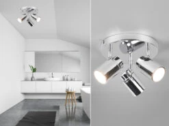 Trio Leuchten Badezimmerlampe ANGELO Deckenstrahler 3 Flammig Rund Schwenkbar Chrom