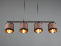 Reality Leuchten Balkenpendelleuchte DAVOS 4-flammig Mit Stoffschirmen In Taupe/Gold, B 75cm -Globo Store balkenpendelleuchte davos 4 flammig mit stoffschir 2